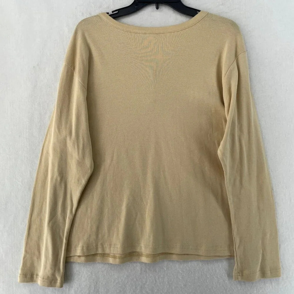 Levi's Shirt Women's Sz 18/20 Light Brown Long Sleeve Knit Henley Snap Pullover - Picture 2 of 11
